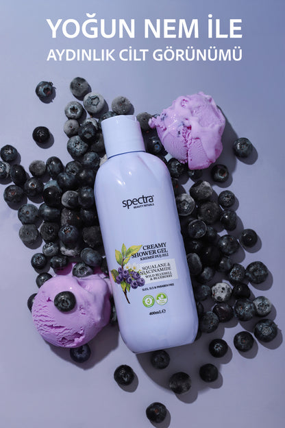 Nemlendirici Kremsi Vegan Duş Jeli -Blueberry&Wild Bluebell- SLES&SLS&Paraben içermez- 400 ML