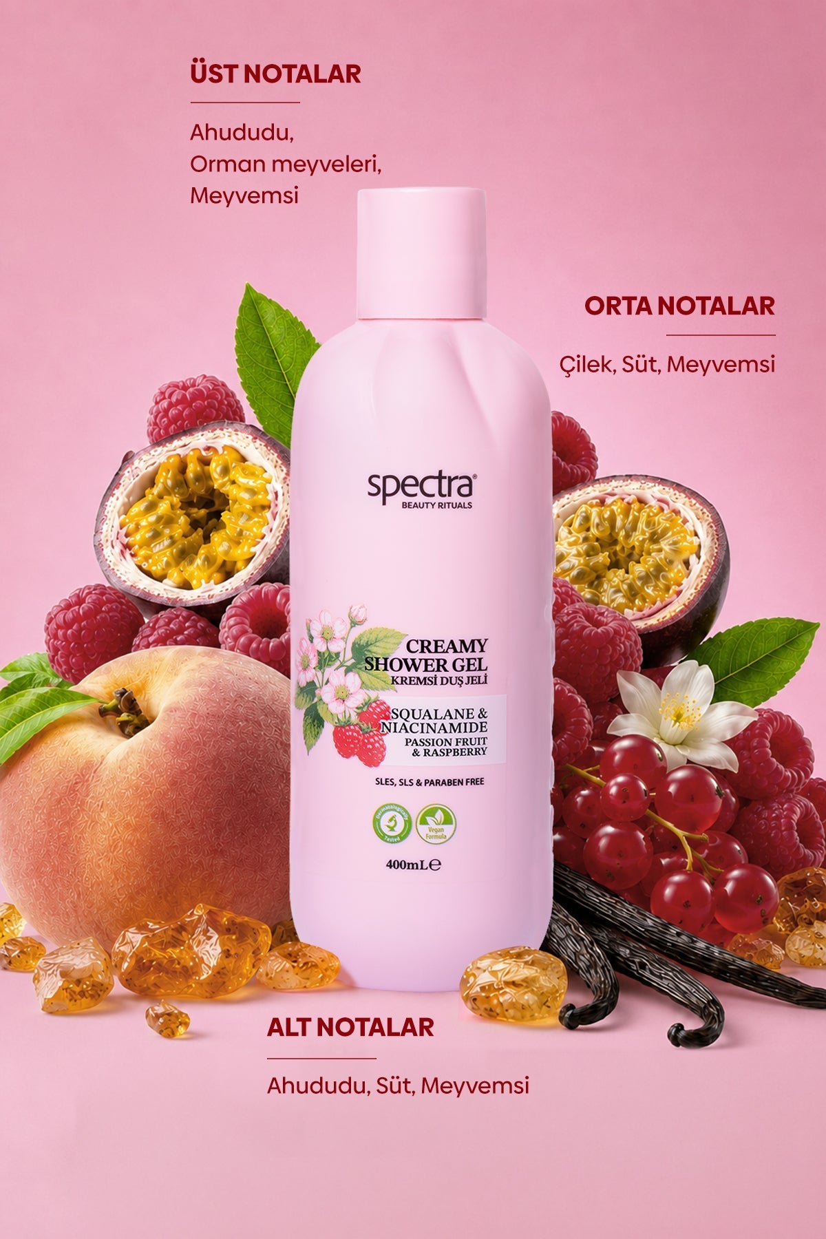 Blueberry, Raspberry, Fresh Mint & Men 4'lü Vegan Kremsi Duş Jeli Bakım Seti 4 x 400 ml - 6