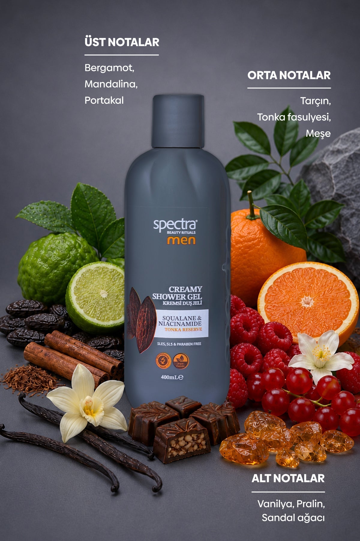 Blueberry, Raspberry, Fresh Mint & Men 4'lü Vegan Kremsi Duş Jeli Bakım Seti 4 x 400 ml - 8