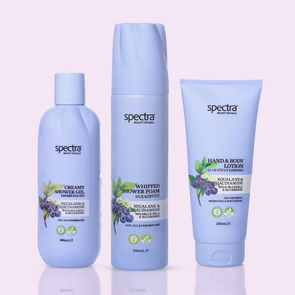 Blueberry & Wild Bluebell 3'lü Vegan Bakım Seti, Duş Köpüğü + Duş Jeli + Vücut Losyonu - 2