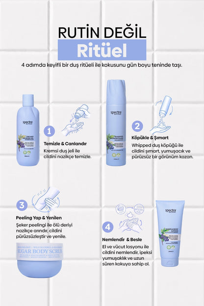 Blueberry & Wild Bluebell 4'lü Vegan Set, Köpük + Duş Jeli + Şeker Peelingi + Losyon - 6