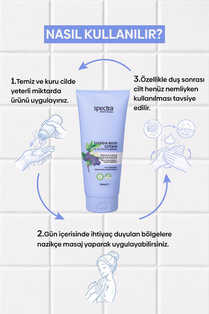 Blueberry & Wild Bluebell Vegan El ve Vücut Losyonu, Hızlı Emilen Nemlendirici 200 ml - 7