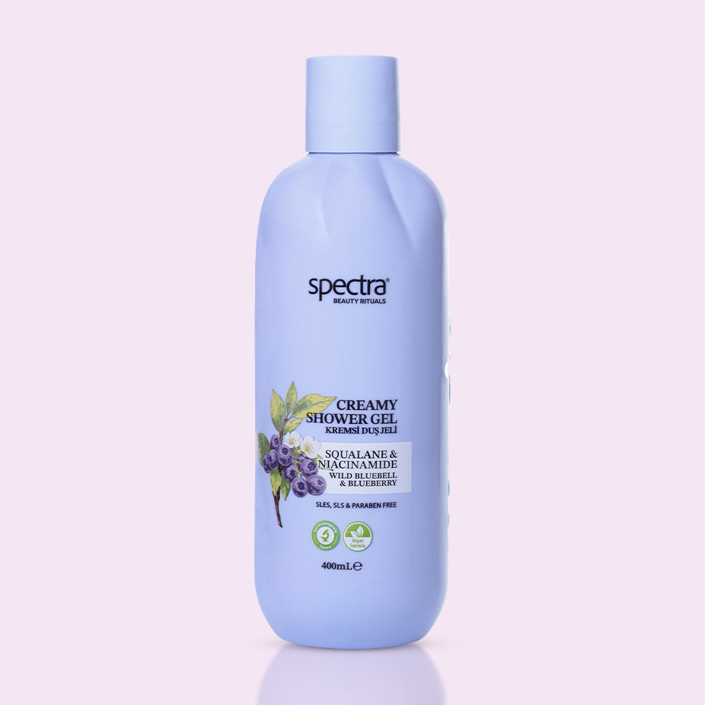 Nemlendirici Kremsi Vegan Duş Jeli -Blueberry&Wild Bluebell- SLES&SLS&Paraben içermez- 400 ML