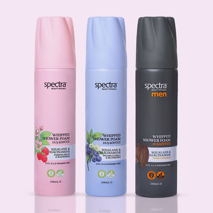 3'lü Vegan Whipped Duş Köpüğü Seti -Blueberry & Raspberry & MEN- 3 x 250 ML