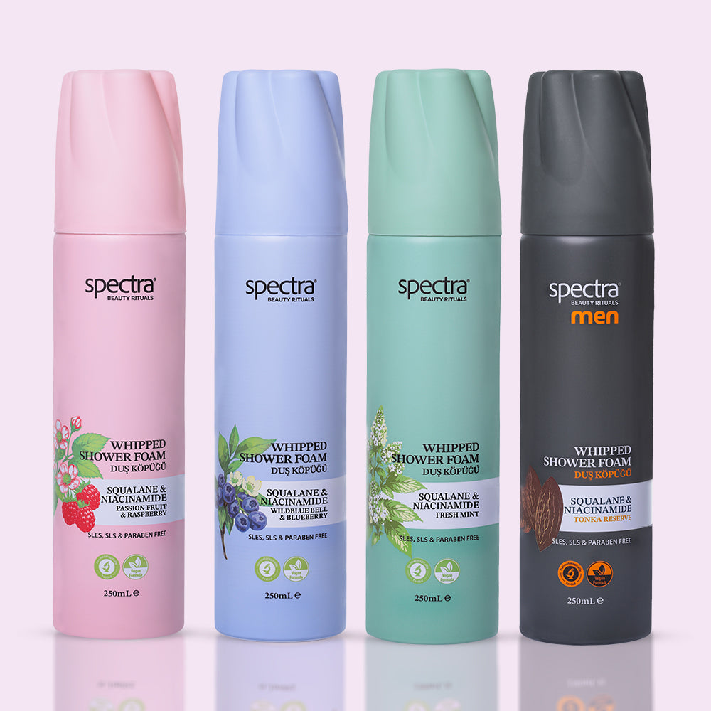 4'lü Vegan Whipped Duş Köpüğü Seti -Blueberry & Raspberry & MEN & Mint 4x250 ML