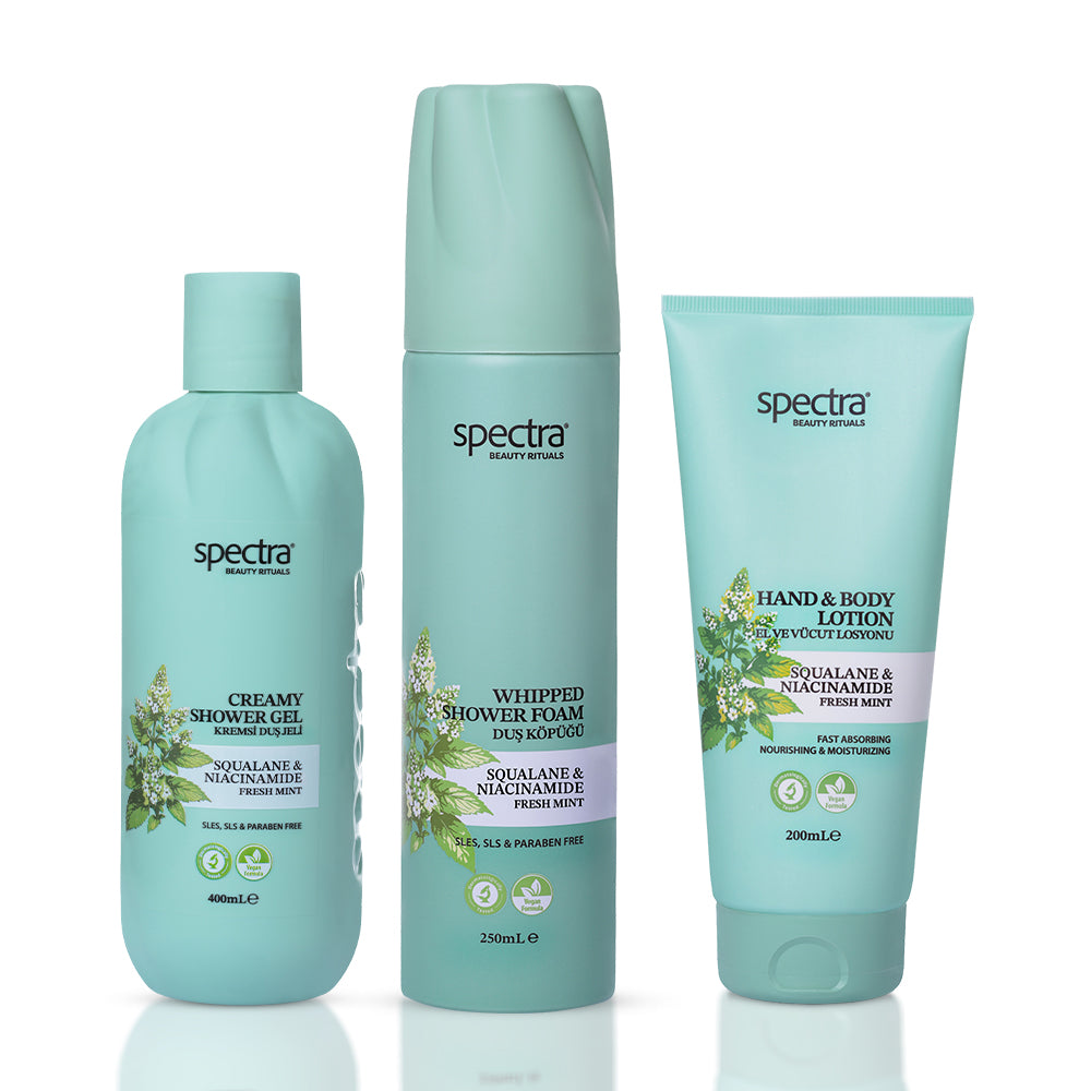 Fresh Mint 3'lü Vegan Bakım Seti, Duş Köpüğü 250 ml + Duş Jeli 400 ml + Losyon 200 ml - 1