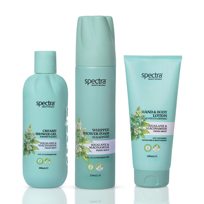 Fresh Mint 3'lü Vegan Bakım Seti, Duş Köpüğü 250 ml + Duş Jeli 400 ml + Losyon 200 ml - 1