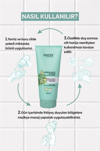 Fresh Mint Nane Kokulu Vegan El ve Vücut Losyonu, Hızlı Emilen Nemlendirici 200 ml - 8