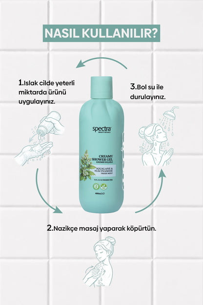 Fresh Mint Nane Kokulu Vegan Kremsi Duş Jeli, Nemlendirici ve Nazik Arındırıcı 400 ml - 8