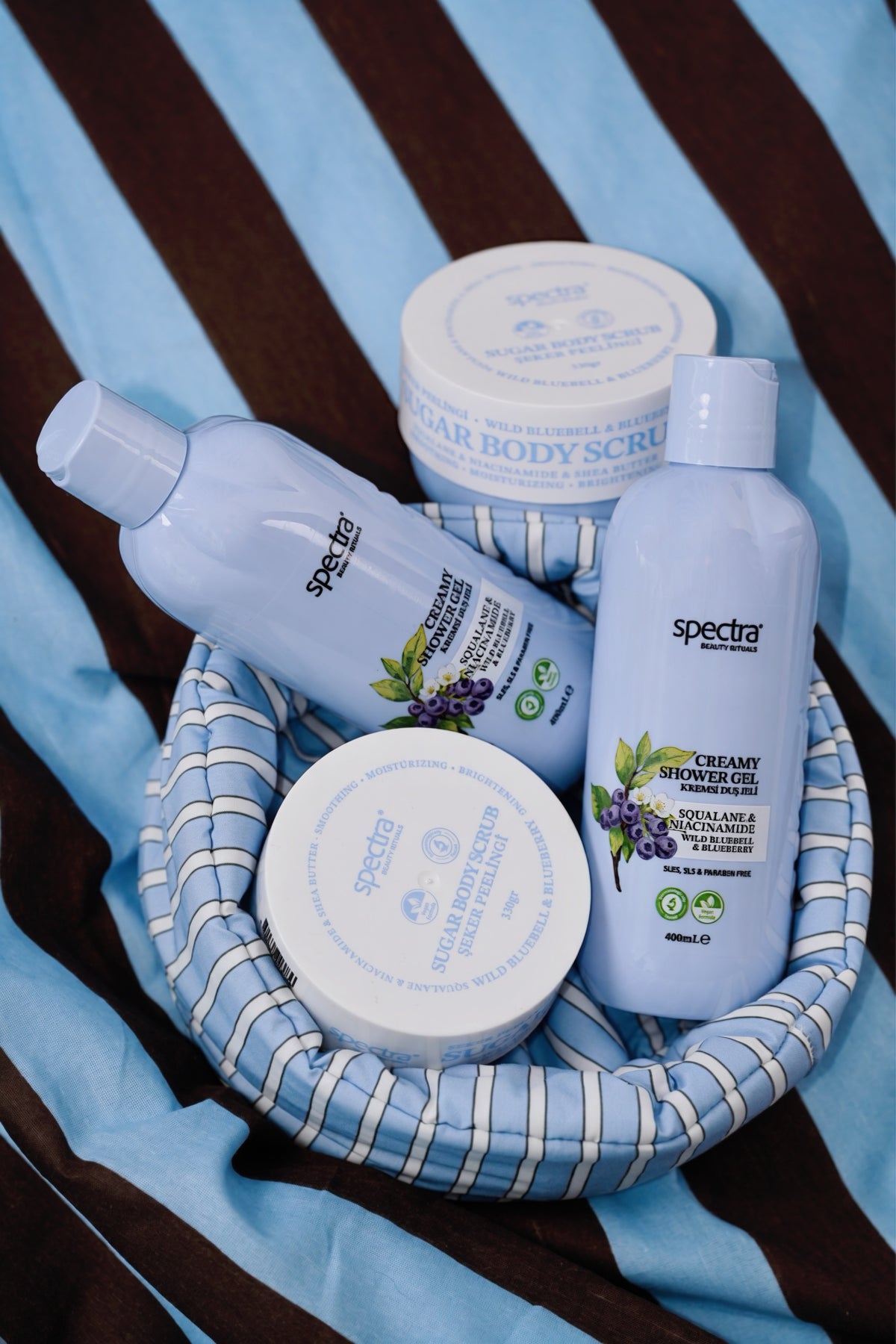 Blueberry&Wild Bluebell 3'lü Bakım Seti - Kremsi Duş Jeli & Şeker Peelingi & Vücut Losyonu