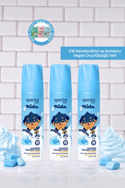 Kids Blue Bubble Gum 3'lü Nemlendirici Vegan Whipped Çocuk Duş Köpüğü Seti, 3 x 250 ml - 2