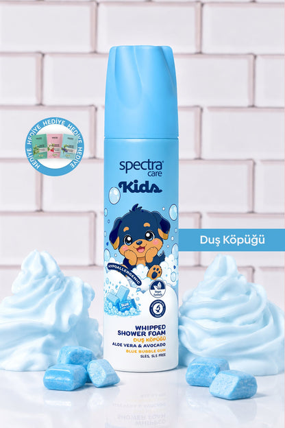 Kids Blue Bubble Gum Vegan Whipped Çocuk Duş Köpüğü, Nemlendirici Banyo Köpüğü 250 ml - 2