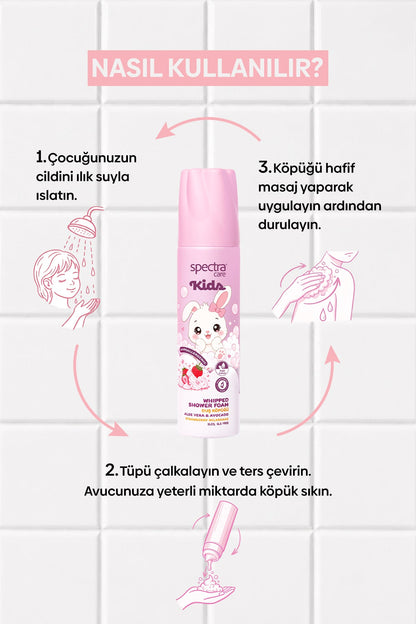 Kids Strawberry Milkshake Vegan Whipped Çocuklara Özel Duş Köpüğü, Nemlendirici 250 ml - 7