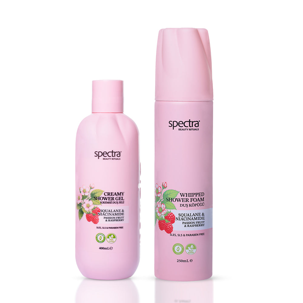 Raspberry & Passion Fruit 2'li Vegan Bakım Seti, Duş Köpüğü 250 ml + Duş Jeli 400 ml - 1