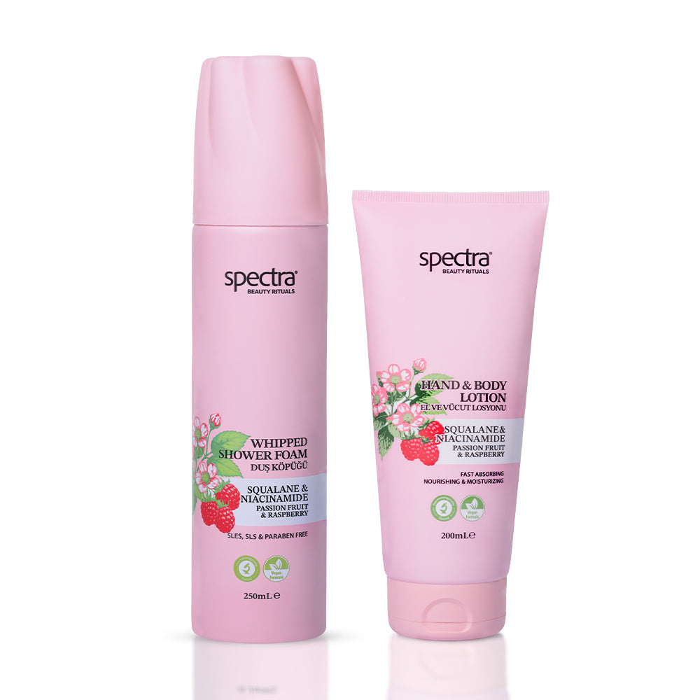 Raspberry & Passion Fruit 2'li Vegan Set, Duş Köpüğü 250 ml + Vücut Losyonu 200 ml - 1