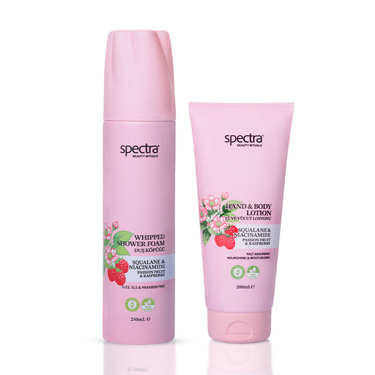 Raspberry & Passion Fruit 2'li Vegan Set, Duş Köpüğü 250 ml + Vücut Losyonu 200 ml - 1