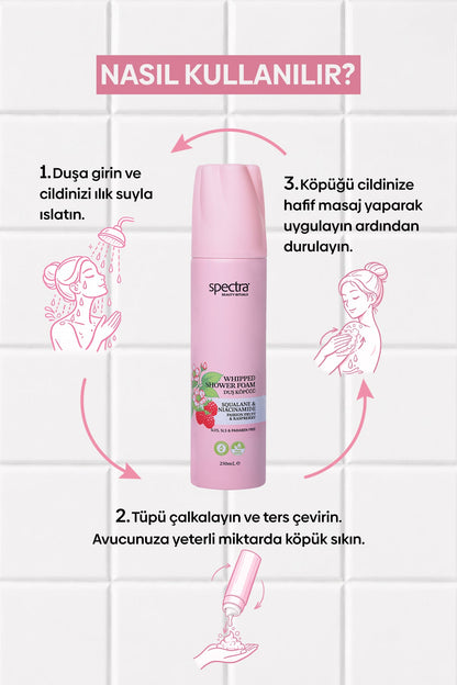 Raspberry & Passion Fruit Vegan Whipped Duş Köpüğü, Squalane & Niacinamide 250 ml - 8