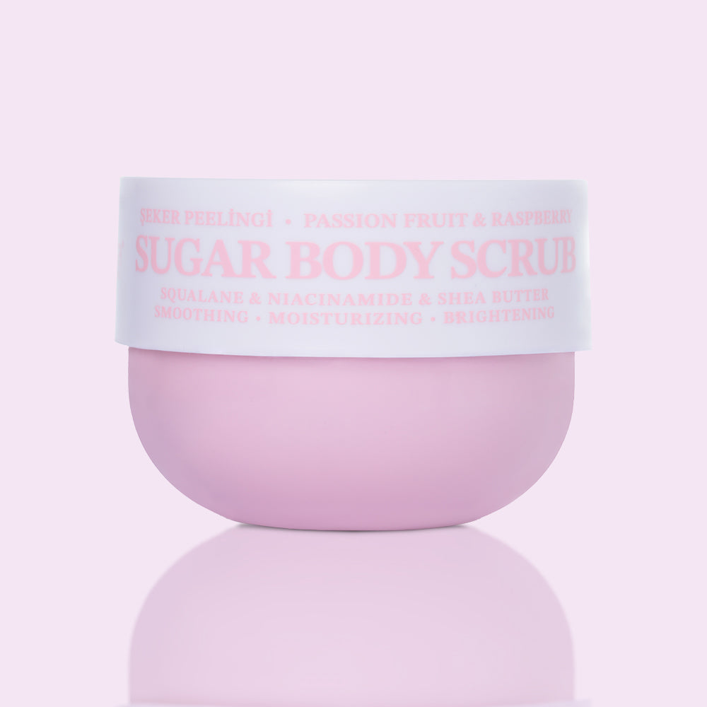 Pürüzsüzleştirici ve Nemlendirici Vegan Şeker Peelingi (Scrub) -Raspberry&Passion Fruit- 330 gr