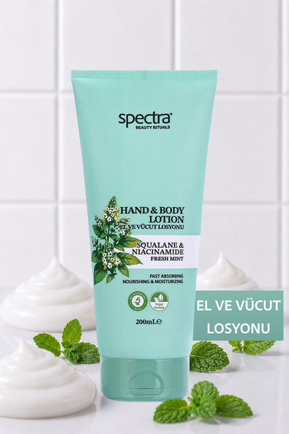 Nemlendirici ve Canlandırıcı Hızlı Emilen Vegan El ve Vücut Losyonu -Fresh Mint- 200 ML