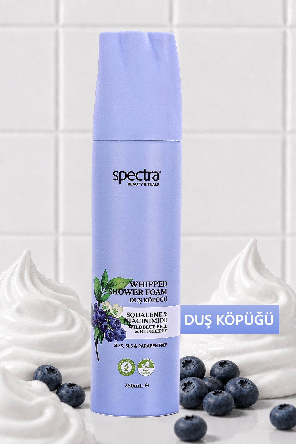 Nemlendirici ve Arındırıcı Vegan Whipped Duş Köpüğü -  Blueberry&Wild Bluebell - 250 ML