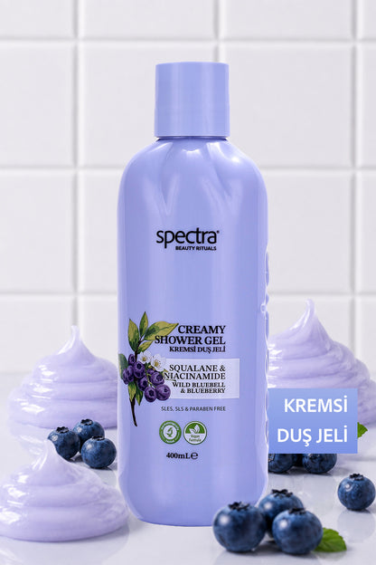 Nemlendirici Kremsi Vegan Duş Jeli -Blueberry&Wild Bluebell- SLES&SLS&Paraben içermez- 400 ML