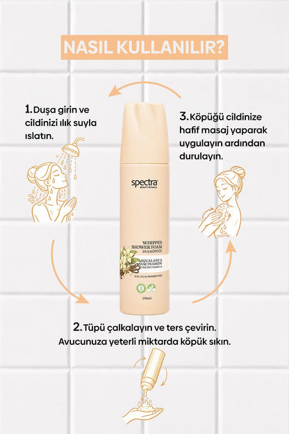 Velvet Vanilla Vanilya Kokulu Vegan Whipped Duş Köpüğü, Squalane & Niacinamide 250 ml - 9